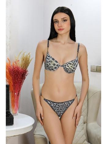 Leopar Desenli Destekli Aksesuarlı Sütyen Takım Akbeniz 3981