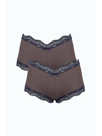 Kahverengi Kadın Pamuklu 2li Boxer Akbeniz 40277