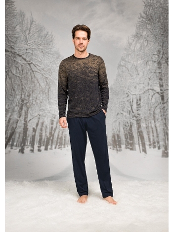 Baklava Desenli Pamuklu Uzun Kollu Erkek Pijama Takımı Doreanse 26K4604