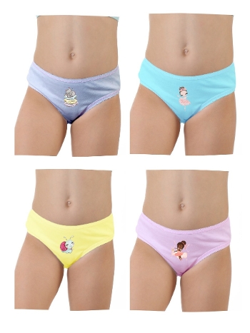 Likralı Baskılı Kız Çocuk Slip Külot 4'lü Paket Öztaş 4730