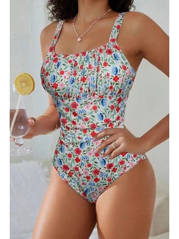 Çok Renkli Çiçek Baskılı Askılı Mayo Bella Notte M-9009