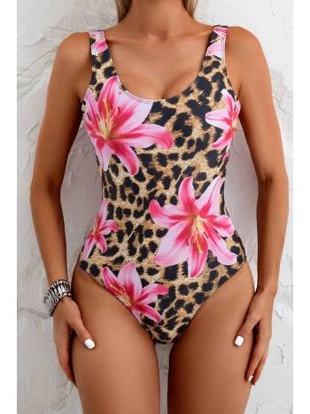 Leopar Zambak Baskılı Tek Parça Kadın Mayo Bella Notte M-9033