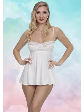 Beyaz Dantel Şeritli Fantezi Body SHE 2111