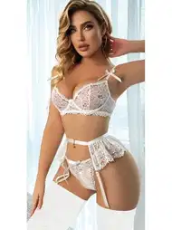 Beyaz Dantelli Jartiyer Takımı İzabel 12007
