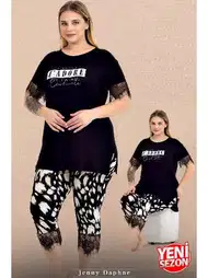 Desenli Kısa Kollu Kapri Pijama Takımı Lady 10726