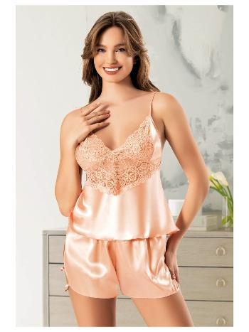 Dantelli Yırtmaçlı Şort Pijama Takımı Miss Laris 3124