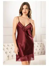 İnce Askılı Saten Kısa Gecelik Pembe Miss Laris 2131