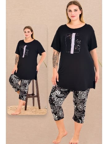 Çiçek Desenli Kapri Pijama Takımı Lady 10729