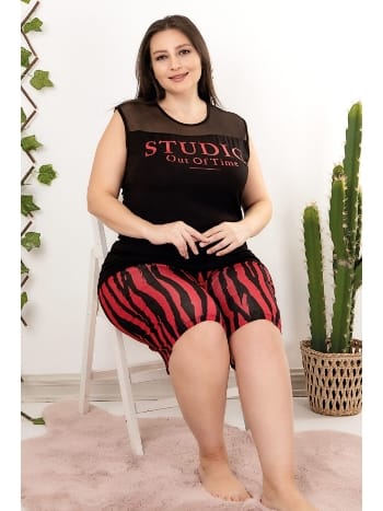 Büyük Beden Dantel Detaylı Şortlu Pijama Takımı Lady 10405