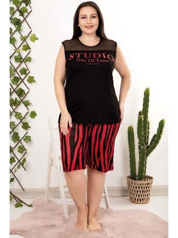 Büyük Beden Dantel Detaylı Şortlu Pijama Takımı Lady 10405 - 2