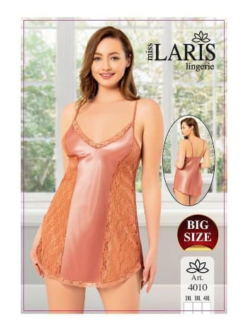 Büyük Beden Dantel Işlemeli Saten Body Miss Laris 4010