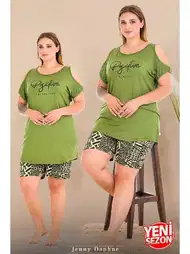 Yumuşak Pamuklu Kısa Kollu Şort Pijama Takımı Lady 10429