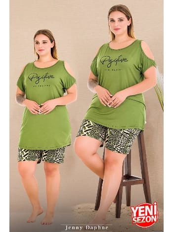 Yumuşak Pamuklu Kısa Kollu Şort Pijama Takımı Lady 10429