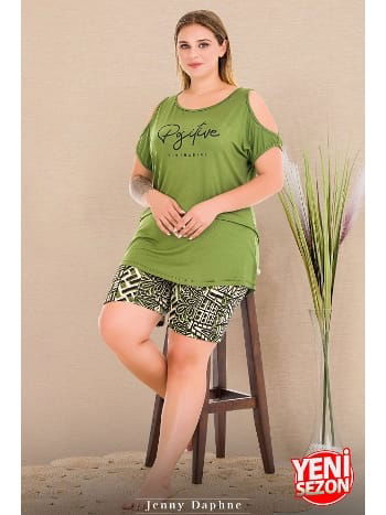 Yumuşak Pamuklu Kısa Kollu Şort Pijama Takımı Lady 10429 - 2