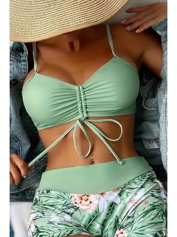 Büzgü Ayarlı Bikini Üstü Angelsin MS43889 Yeşil