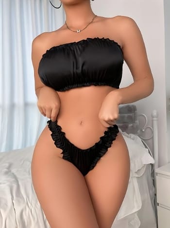 Büzgülü Dantel Detaylı Fantezi Sütyen Takımı SHE 2113