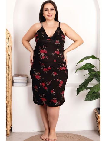 Çiçek Desenli Viskon Kumaş Gecelik Sabahlık Takımı Lady 19223 - 2