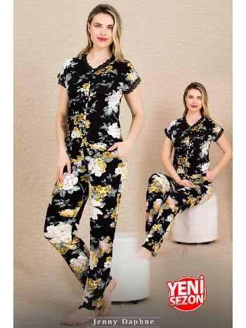 Çiçekli Kısa Kollu Pijama Takımı Lady 12498