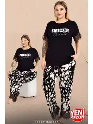 Dalmaçya Desenli Dantelli Kısa Kollu Pijama Takımı Lady 10980