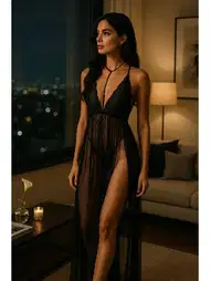 Transparan Dantelli Uzun Body Venlisa 2500