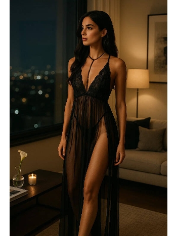 Transparan Dantelli Uzun Body Venlisa 2500