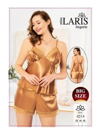 Dantel İşlemeli Büyük Beden Şort Takım Nar Çiçeği Miss Laris 4214