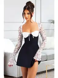 Dantel Kol Detaylı Dekolteli Midi Elbise Pink Night 1312