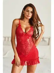 Dantel Tül Tek Parça Mini Gecelik SHE 2030