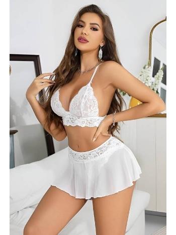 Dantel ve Tül Detaylı Fantezi Sütyen Etek Takım Venlisa 2702