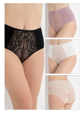 Dantelli Yüksek Bel 4'lü Paket Kadın Külot Confeo 804-519