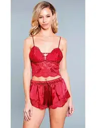 Dantelli Kırmızı Fantazi Büstiyer Şort Takım Loomerie 270