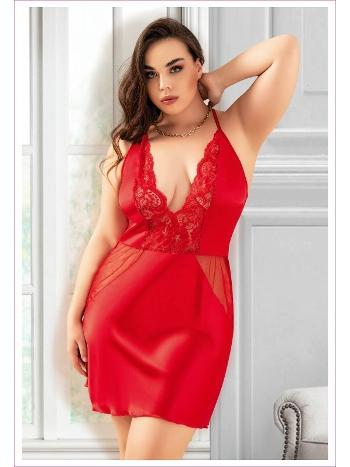 Dantelli Transparan Parçalı Sırtı Çapraz Askılı Gecelik Miss Laris 4042