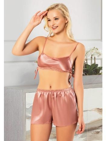 Dantelli Yanları ipli Saten Büstiyer Şort Takım Miss Laris 3068