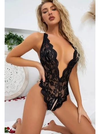 Şeffaf Dantel Detaylı Tek Parça Body Loomerie 522