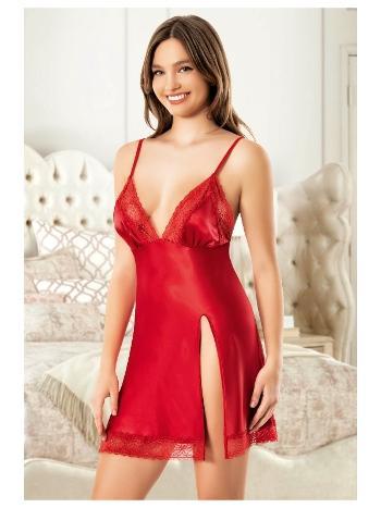 Derin Yırtmaçlı İnce Askılı Saten Gecelik Kadın Miss Laris 2129