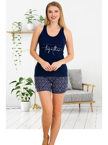Çiçek Desenli Kalın Askılı Şortlu Kadın Pijama Takımı Lady 7715