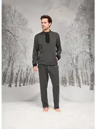 Dik Yaka Uzun Kollu Pijama Takımı Pamuklu Doreanse 26K4594