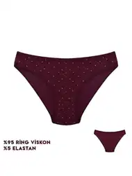 Bordo Desenli Yüksek Bel Bikini Külot Dondeza 164