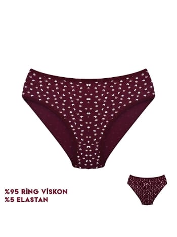 Bordo Desenli Yüksek Bel Slip Külot Dondeza 264