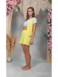 Micromodal Düğmeli Yelekli Şortlu Pijama Takımı Doreanse 25Y4070