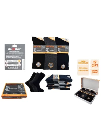 Dikişsiz Antibakteriyel Erkek Modal Çorap Seti Dündar 6951