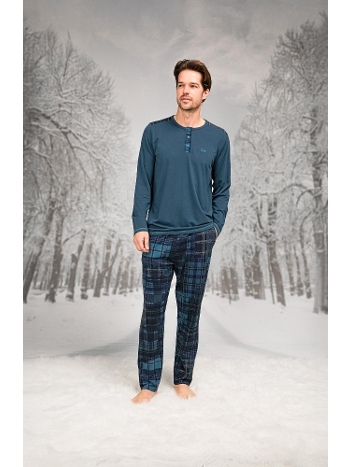 Ekoseli Cepli Yuvarlak Yaka Uzun Kollu Pijama Takımı Doreanse 26K4605