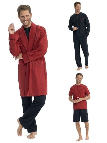 Bordo 5li Sabahlıklı Pijama Takım Us. POLO Assn. 12040