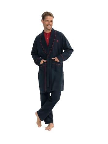 Lacivert Erkek Çeyizlik 5li Sabahlıklı Pijama Takımı Us. POLO Assn. 12040