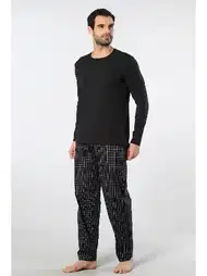 Ekoseli Uzun Kollu Pamuklu Erkek Pijama Takımı Cacharel 2239