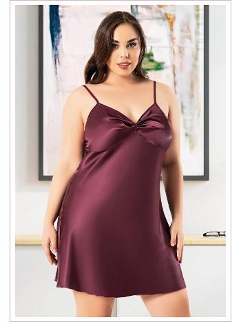 Büzgülü Göğüs Detaylı İnce Askılı Saten Gecelik Miss Laris 4039