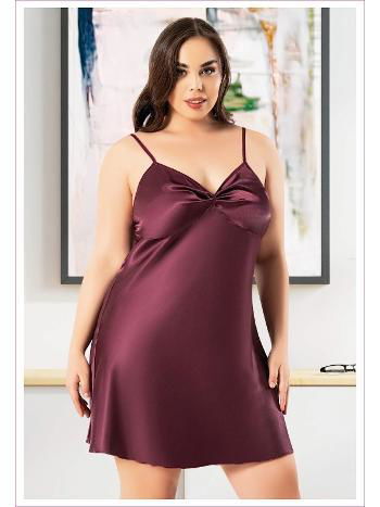 Büzgülü Göğüs Detaylı İnce Askılı Saten Gecelik Miss Laris 4039