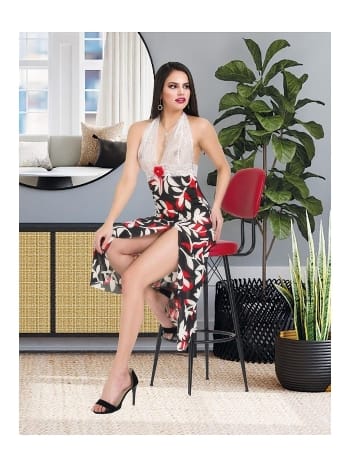 Yırtmaçlı Uzun Fantazi Gecelik Beyaz İzabel 2012