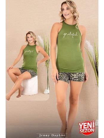 Halter Yaka Desenli Şortlu Kadın Pijama Takımı Lady 7729