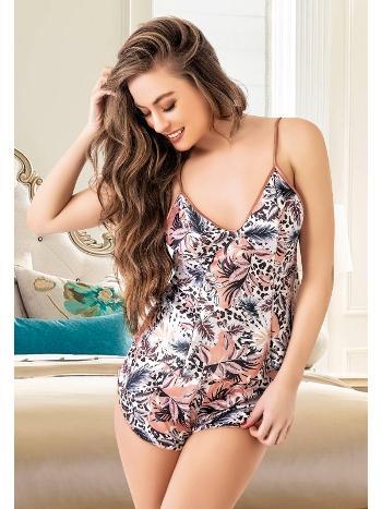 Desenli İnce Askılı Pijama Takımı Miss Laris 3075